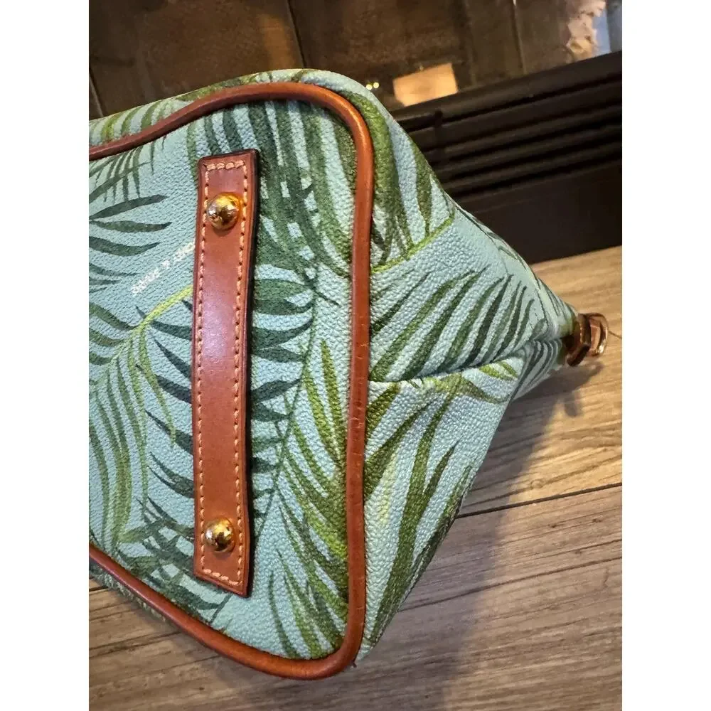 Dooney & Bourke Tropical Fern Satchel Handbag Sky Blue Green (11.5x9x6 inches)